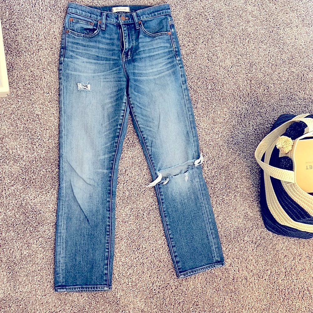 Madewell ripped jeans, medium wash